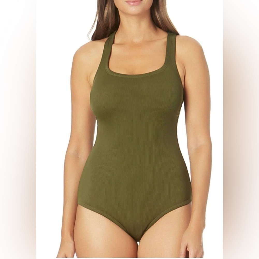 Hurley one piece Helene cross back swim Suit - olive green/ medium